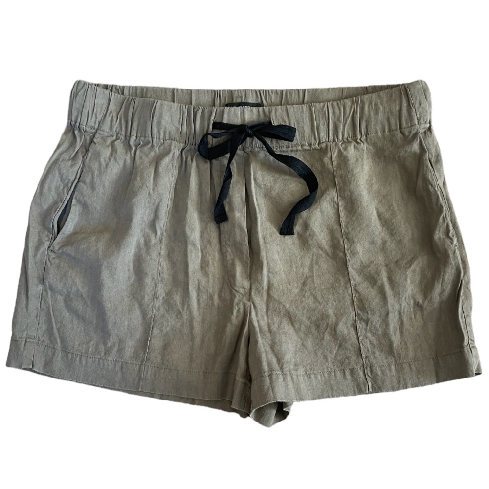 Babaton Aritzia Linen Drawstring Army Green Shorts - image 1